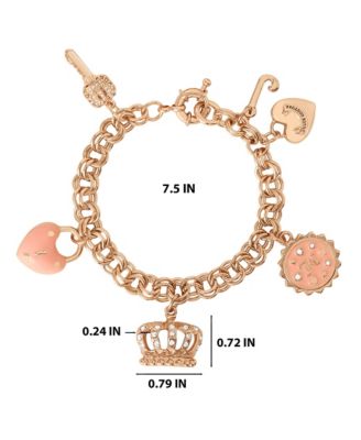 Gold-Tone Pink Charm Bracelet with Pave Accents