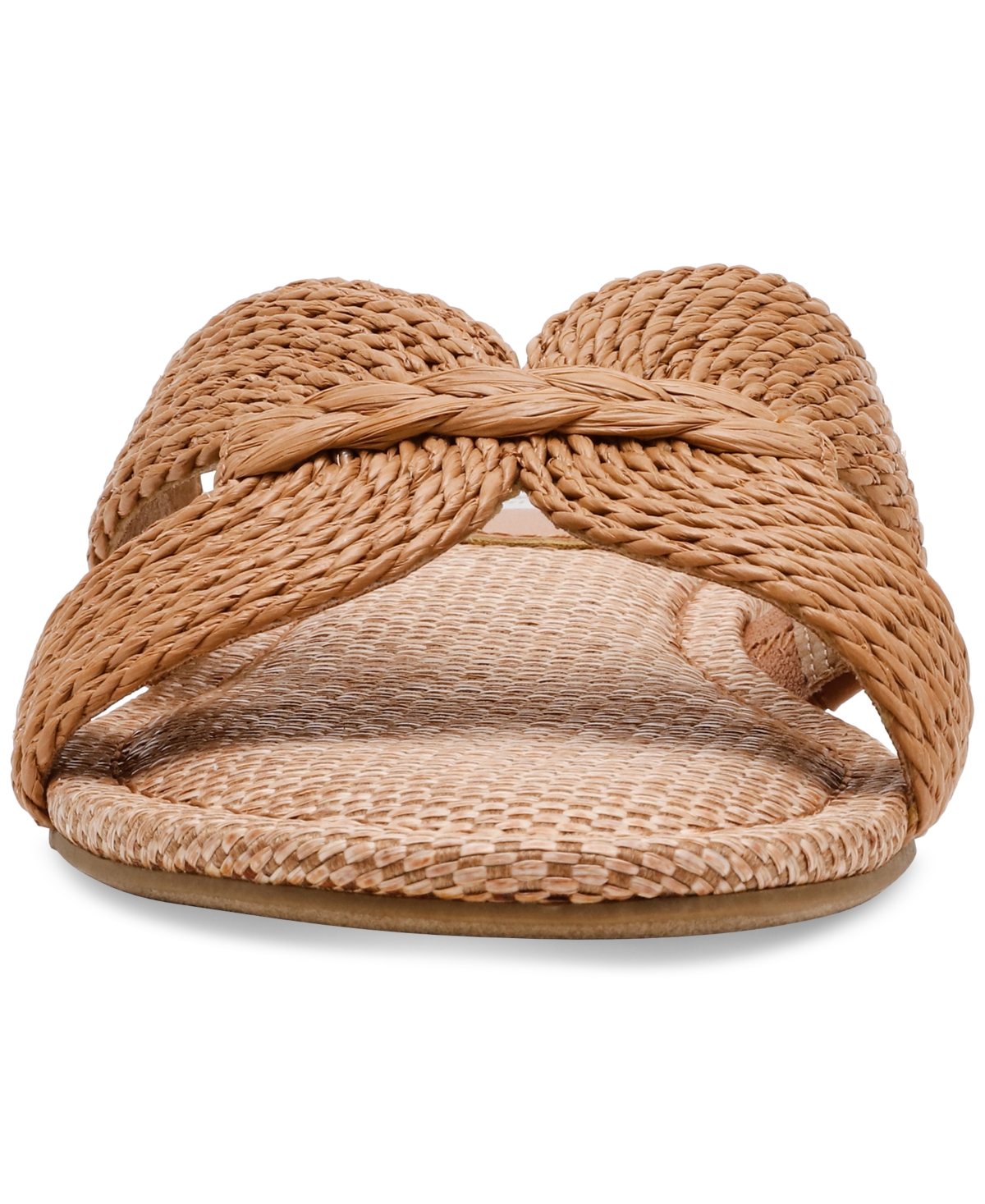 Dv Dolce Vita Women's Geeya Raffia Criss Cross Strap Flat Slide Sandals In Cafe Raffia