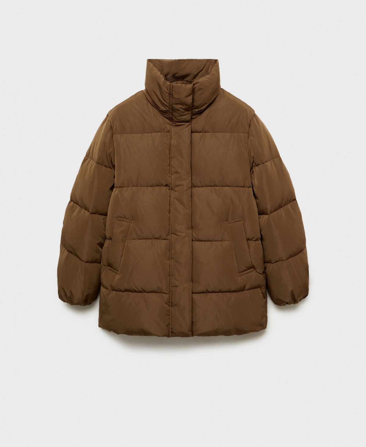 Mango Women's Hood Quilted Coat In Medium Brown