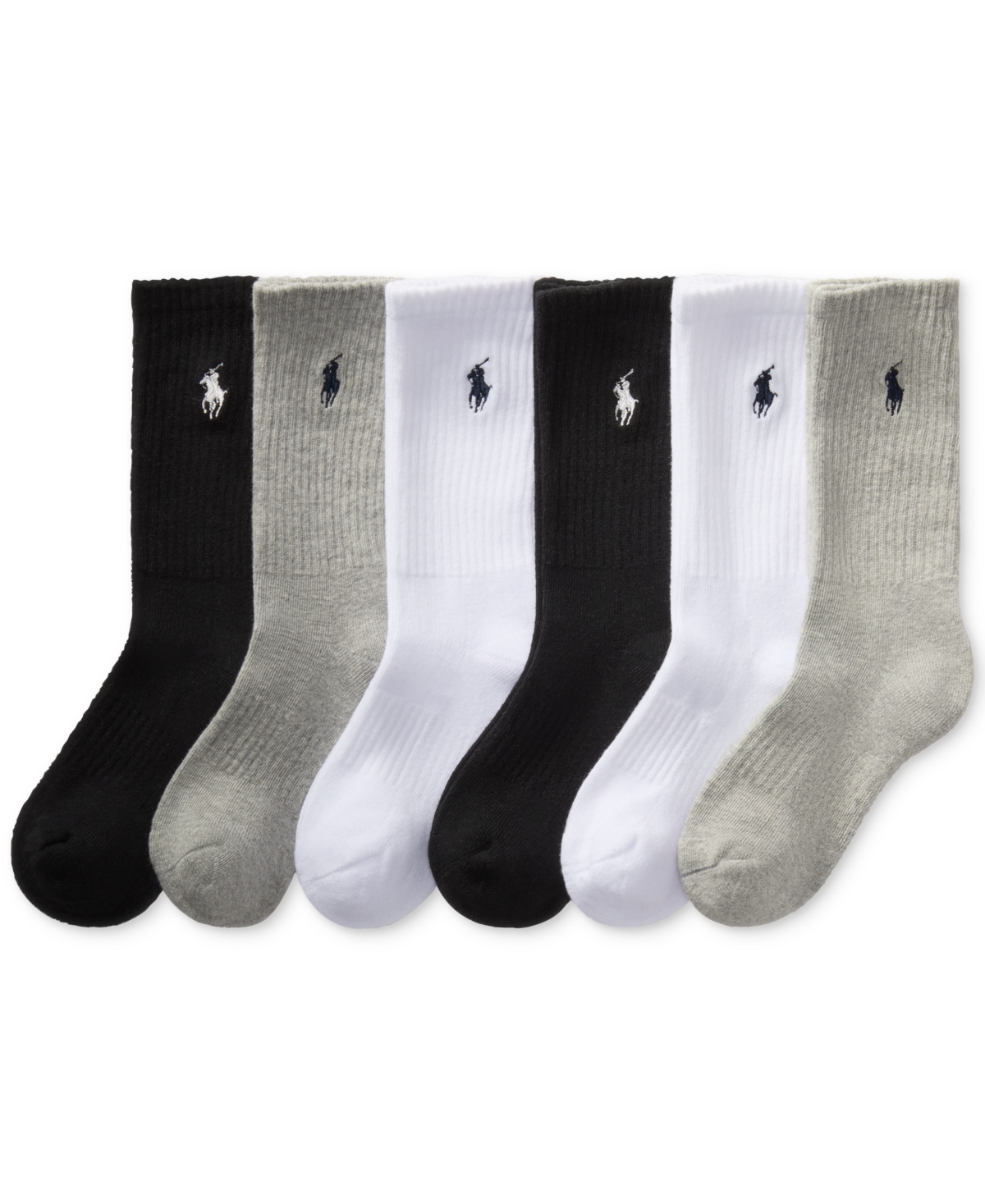 Polo Ralph Lauren Toddler Boys Solid Quarter Crew Socks, 6-pack In Gray