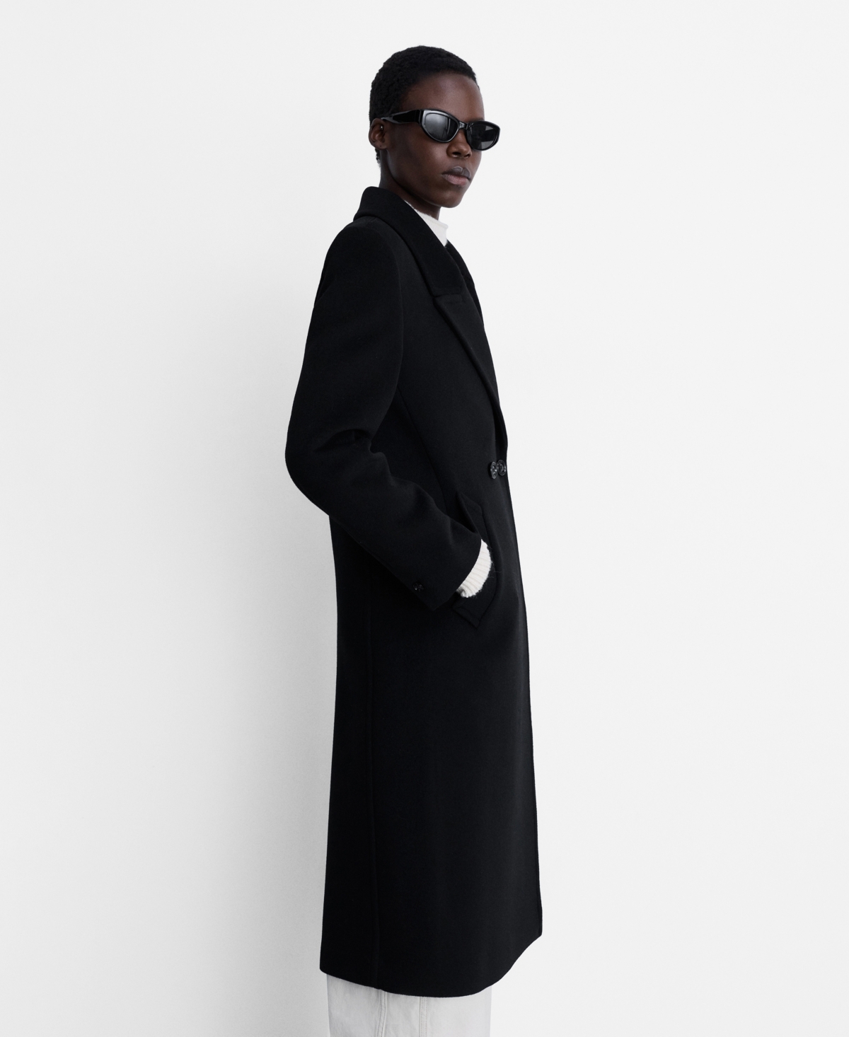Mango Women's Lapels Wool Coat In Black