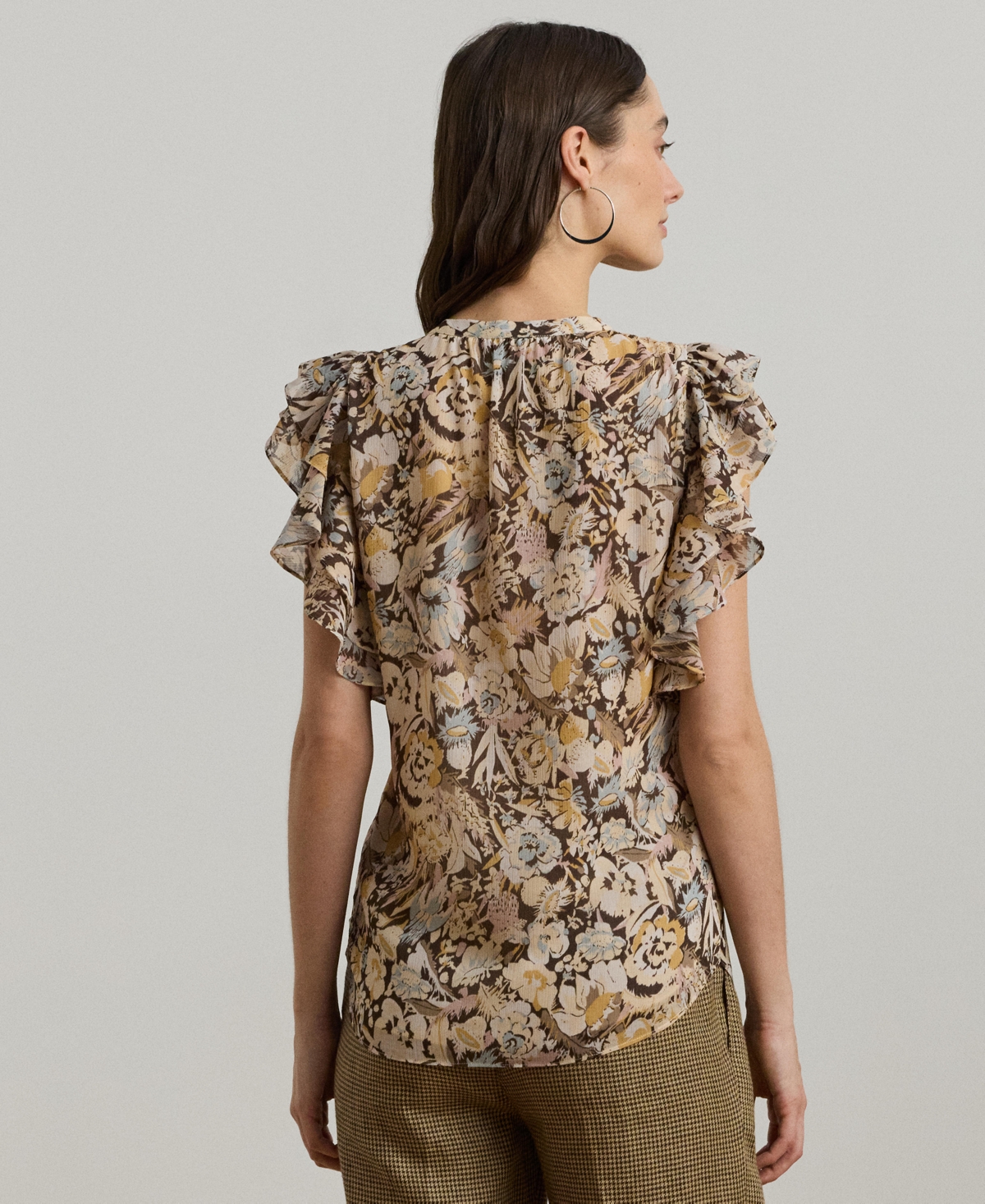 RALPH LAUREN WOMEN'S FLORAL GEORGETTE TIE-NECK BLOUSE 