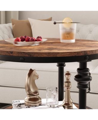 Round Side Table,Small End Table with 3 Shelves for Living Room,Bedroom, Night Stand Accent Coffee Table with Steel Frame for Small Spaces