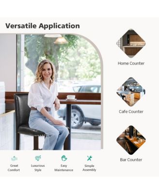   Set of 4   PVC Leather   Counter Height  Bar Stools