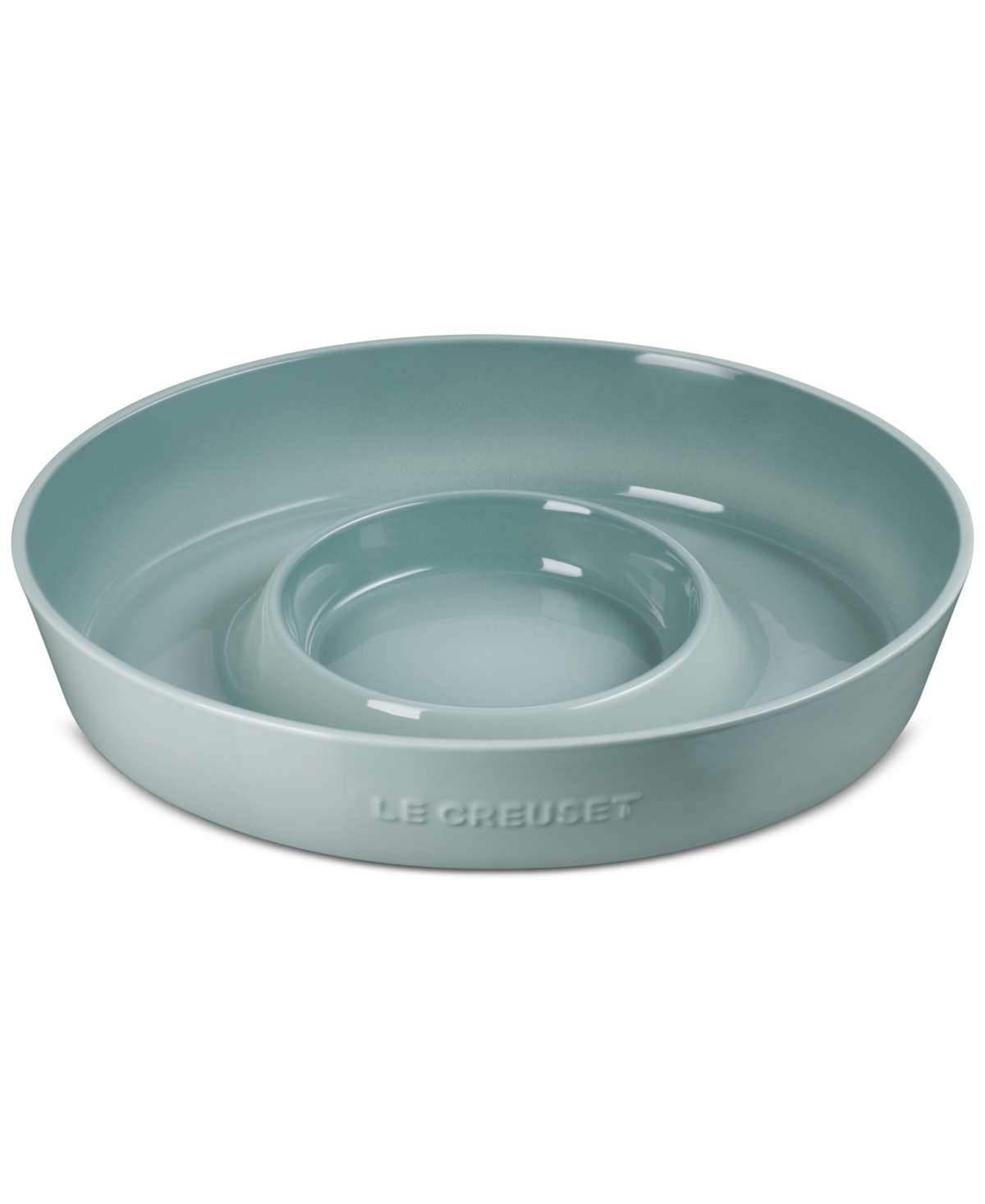 Le Creuset Stoneware Oval 13" Chip And Dip Platter In Sea Salt