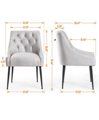 Modern Upholstered Dining Chairs Set of 2, Mid Century Kitchen Side Chairs with 5.12” Cushions and Back Pull Rod for Kitchen, Living Room