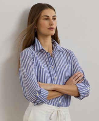 売れ筋商品|||ラルフローレン シャツ レディース トップス Relaxed Fit Print Roll Tab Sleeve Shirt - Button-down blouse - white s7-AI202970750001_alternate10?