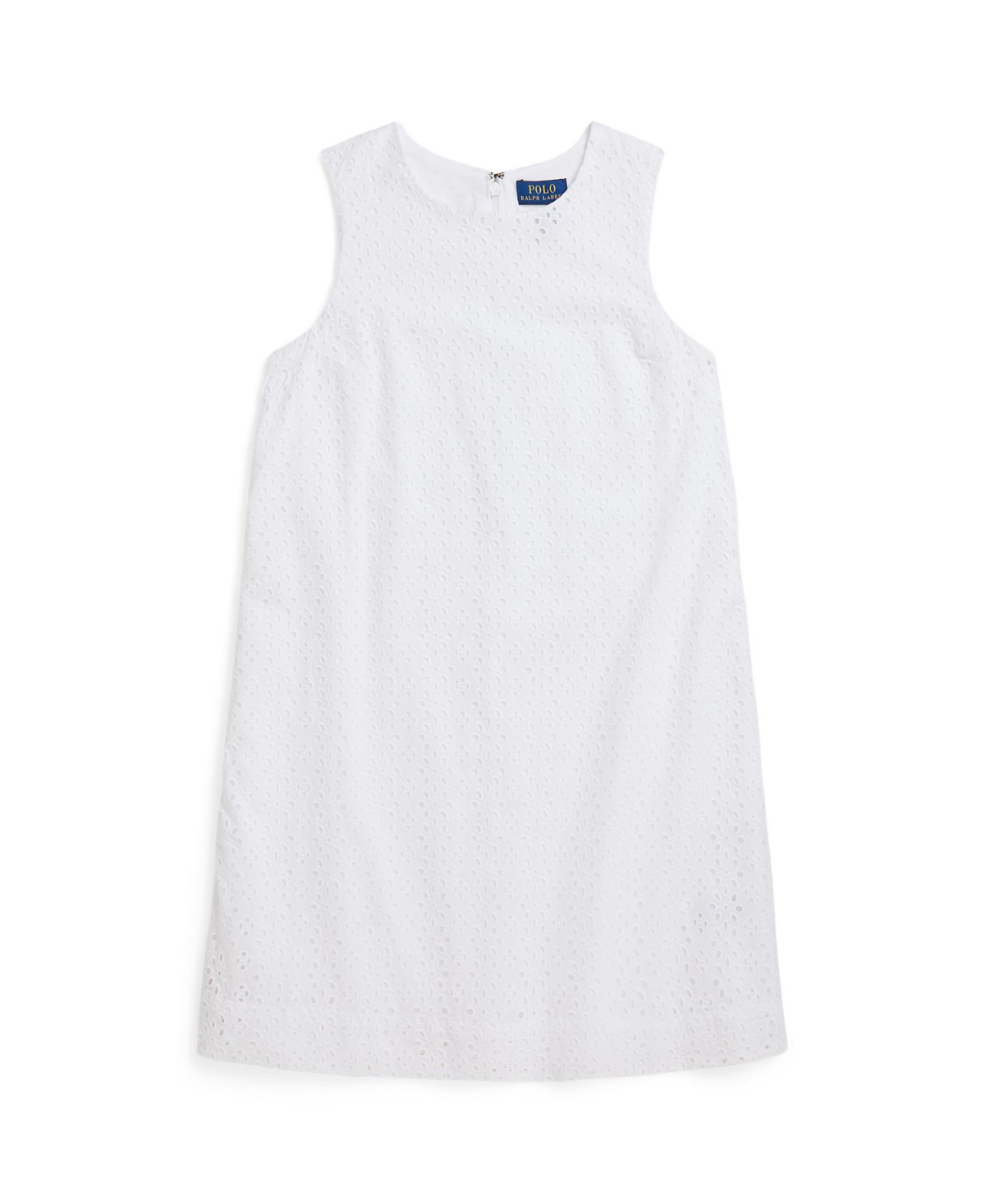 Polo Ralph Lauren Big Girls Eyelet-embroidered Cotton Dress In White