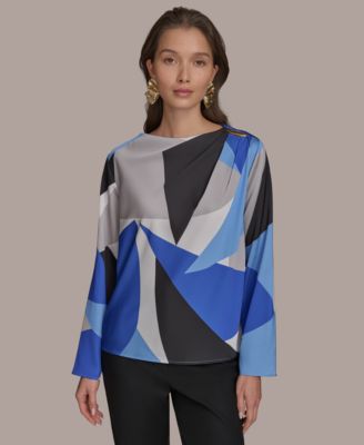 Donna Karan New York - Women's Printed Long-Sleeve Blouse