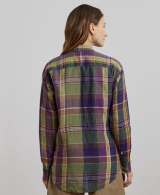 Lauren Ralph Lauren Women's Relaxed-Fit Plaid Linen Shirt, Regular & Petite