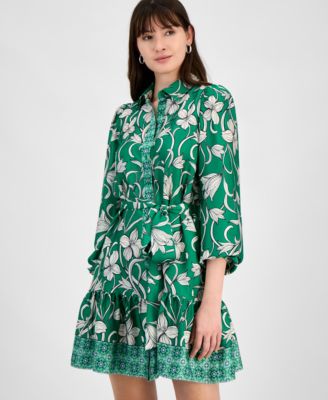 Women's Tiered Belted Floral-Print Dress
