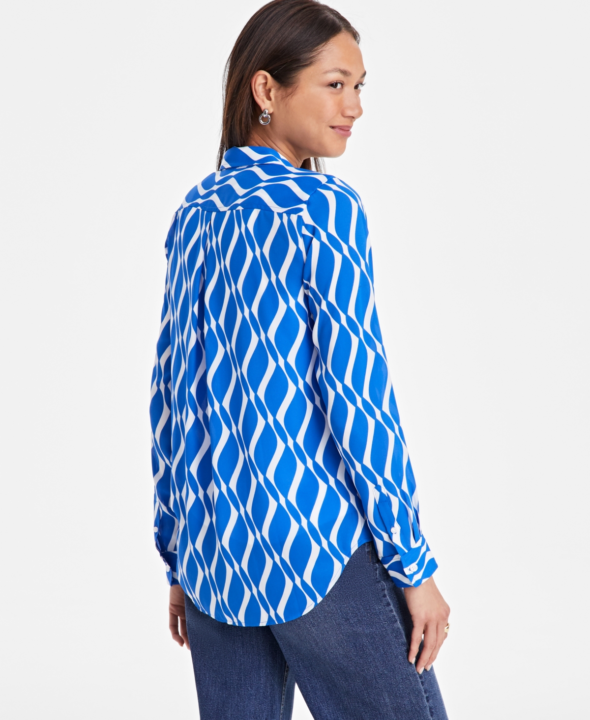 On 34th Women's Button-front Crepe Shirt, Created For Macy's