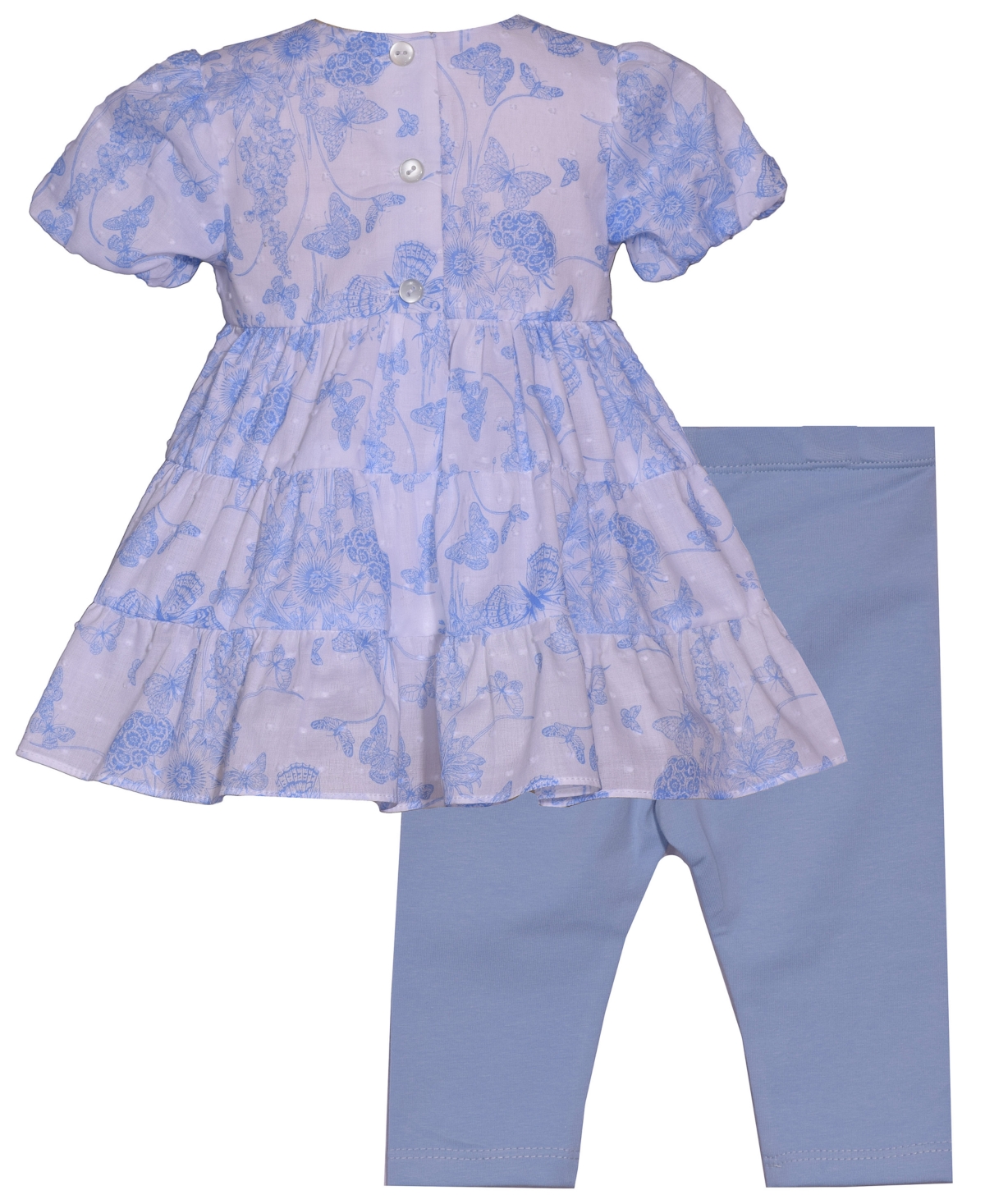 Bonnie Baby Baby Girls 2-piece Clip Dot Toile Outfit In Blue
