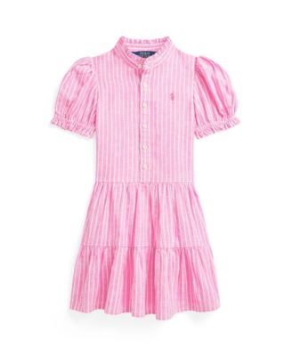 Toddler and Little Girls Striped Tiered Linen-Cotton Dress