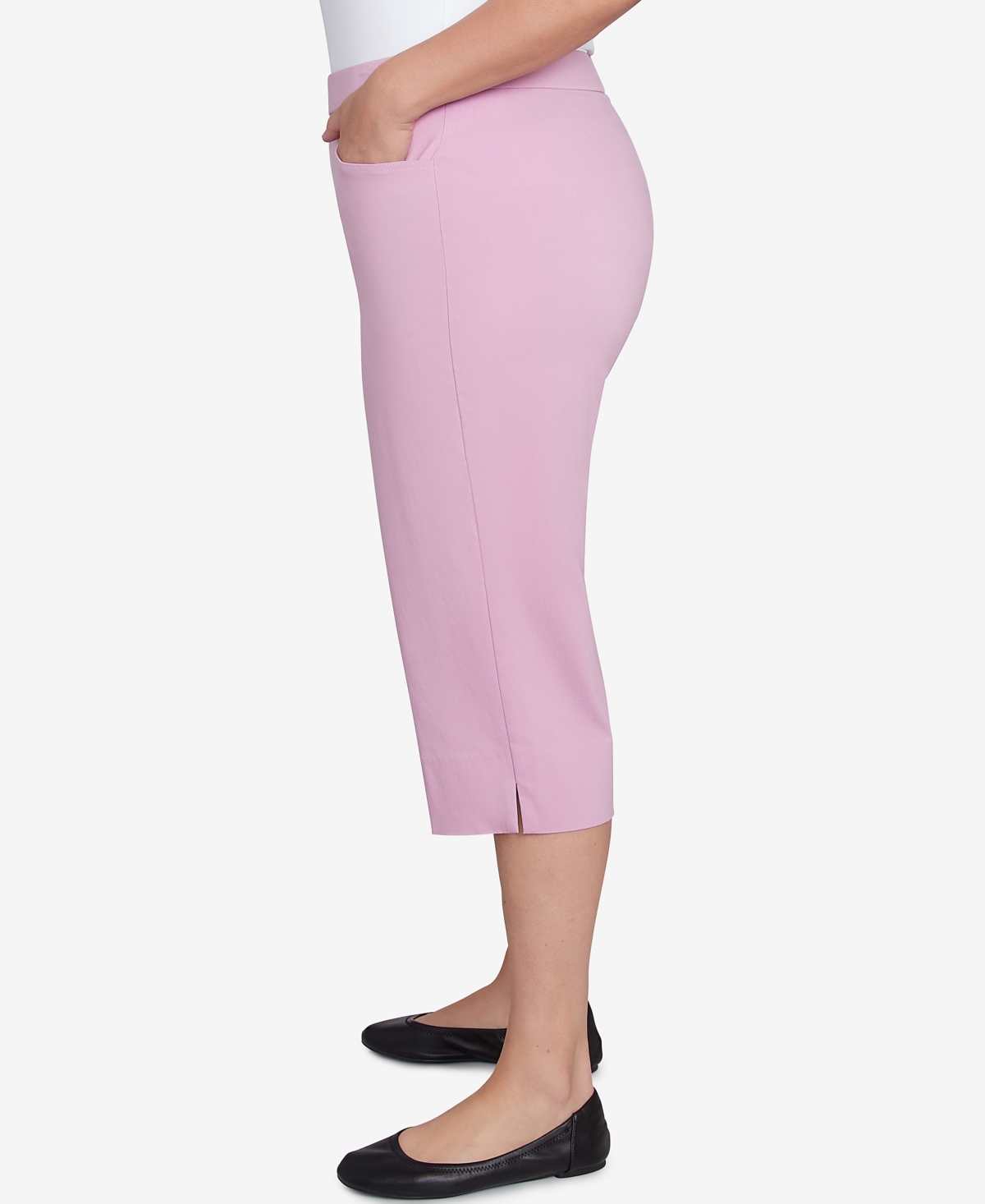 Alfred Dunner Plus Size Classic Flat Front Allure Clamdigger Pants In Peony