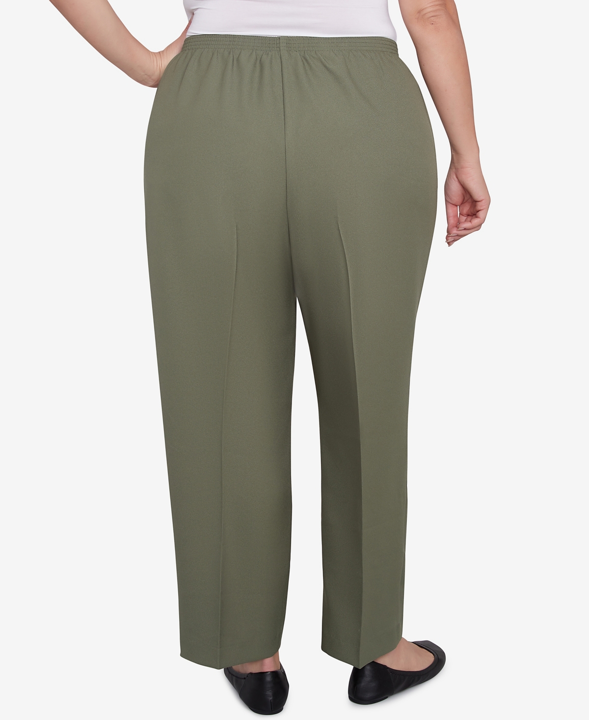 Alfred Dunner Plus Size Classic All Around Elastic Waist Accord Average Length Pants In Olive