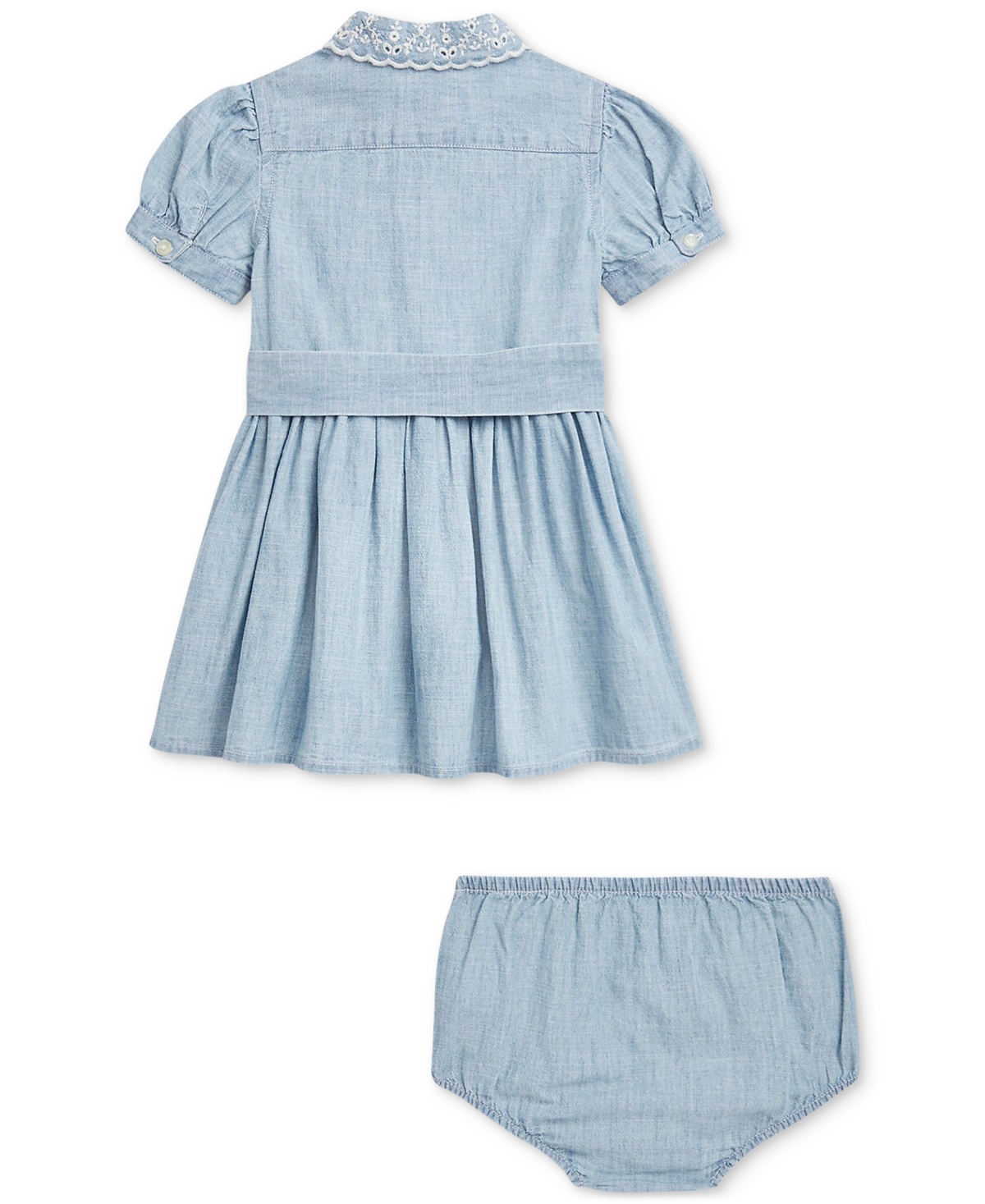 Polo Ralph Lauren Baby Girls Belted Chambray Shirtdress In Blue