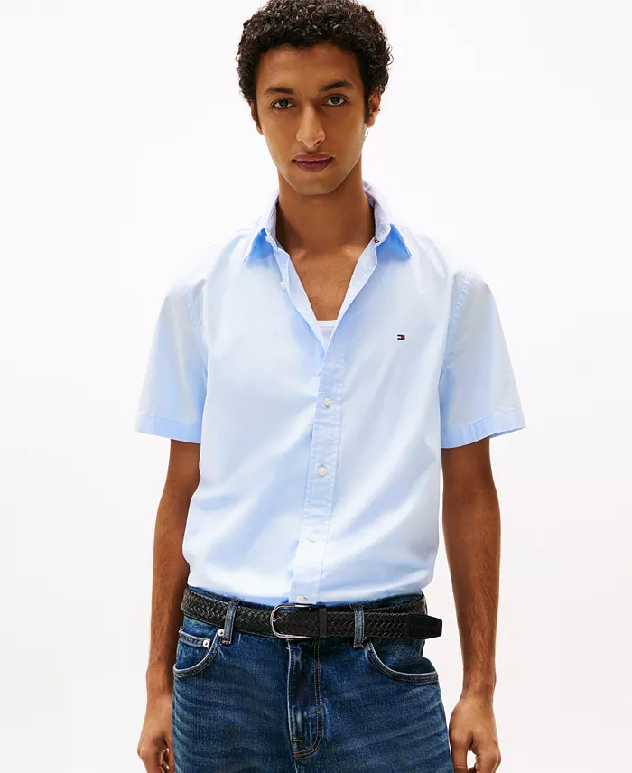 Men's Short Sleeve Flex Poplin Regular Fit Shirt - thumbnail 9