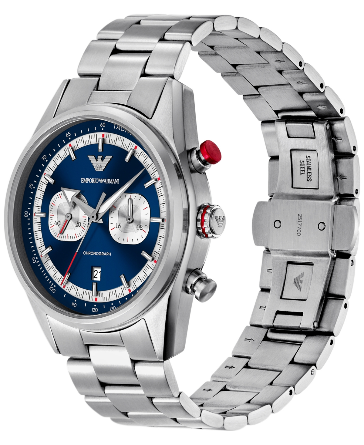Emporio Armani Men's Chronograph Stainless Steel Bracelet Watch 42mm In Silver