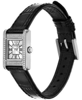 Women's Black Leather Strap Watch 20mm