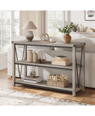 Farmhouse Entryway Table,47 Inch Narrow Long Console Table with Storage, 3 Tier Wood Console Table for Living Room, Farmhouse Sofa Tables Behind Couch