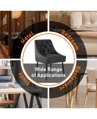 Modern Upholstered Dining Chairs Set of 6, Mid Century Kitchen Side Chairs with 5.12” Cushions and Back Pull Rod for Kitchen, Living Room