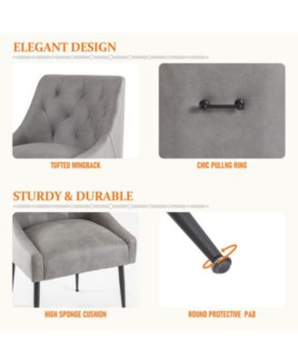 Modern Upholstered Dining Chairs Set of 6, Mid Century Kitchen Side Chairs with 5.12” Cushions and Back Pull Rod for Kitchen, Living Room