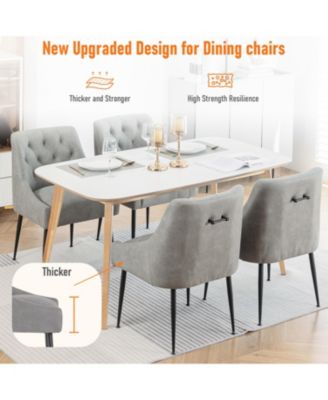 Modern Upholstered Dining Chairs Set of 6, Mid Century Kitchen Side Chairs with 5.12” Cushions and Back Pull Rod for Kitchen, Living Room