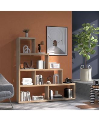 6 Cubes Ladder Shelf Corner Bookshelf Storage Bookcase