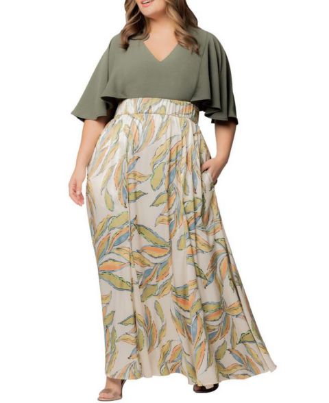 Женское платье Kiyonna Plus Size Avisa Flowy A Line Evening Gown, цвет: Светлый бежевый