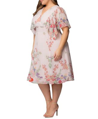 Plus Size Breezy Border Print Cocktail Dress