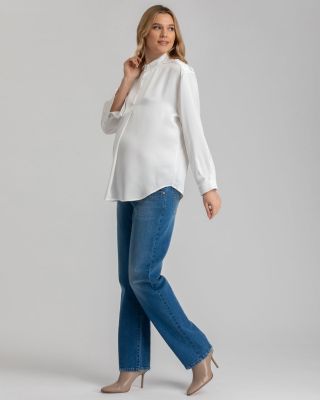 Maternity High-Waisted Elastic Band & Straight-Leg Jeans