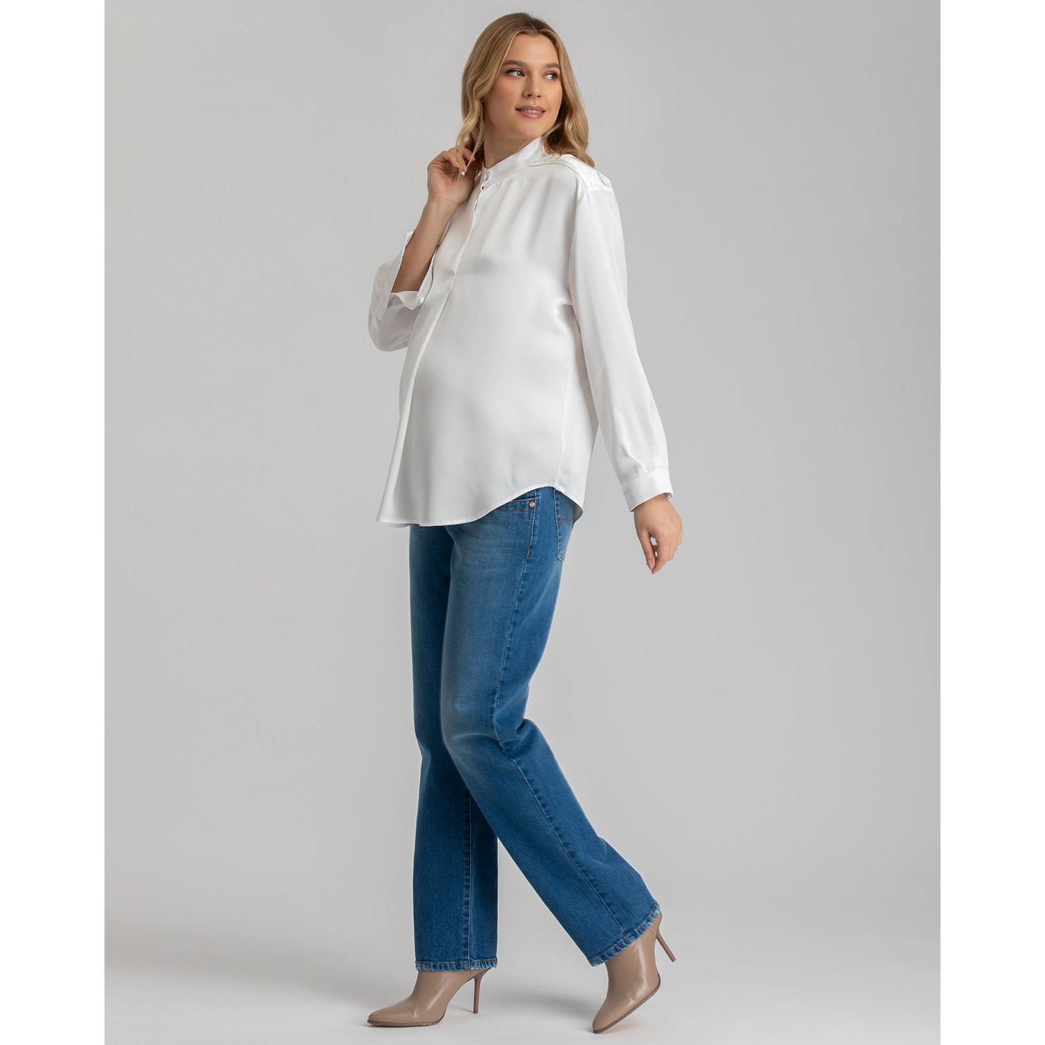 Maternity High-Waisted Elastic Band & Straight-Leg Jeans