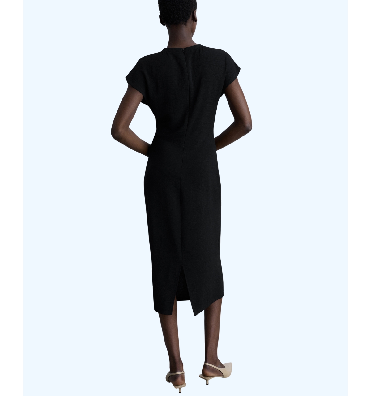 Mango Midi-dress With Knot Detail Black In Black