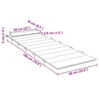 70.9"x23.6"x1.6" Oxford Fabric Sun Lounger Cushion