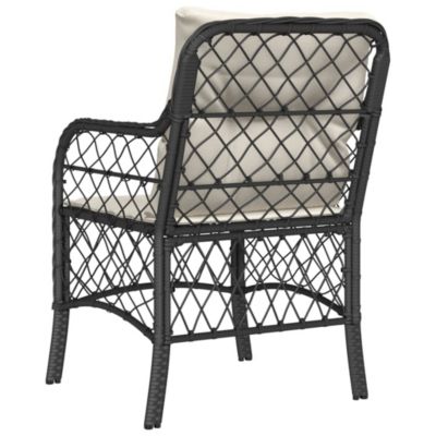 Patio Chairs with Cushions 2 pcs Black Poly Rattan