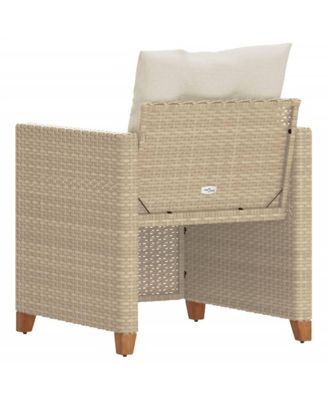 Patio Chair with Cushions Beige Poly Rattan