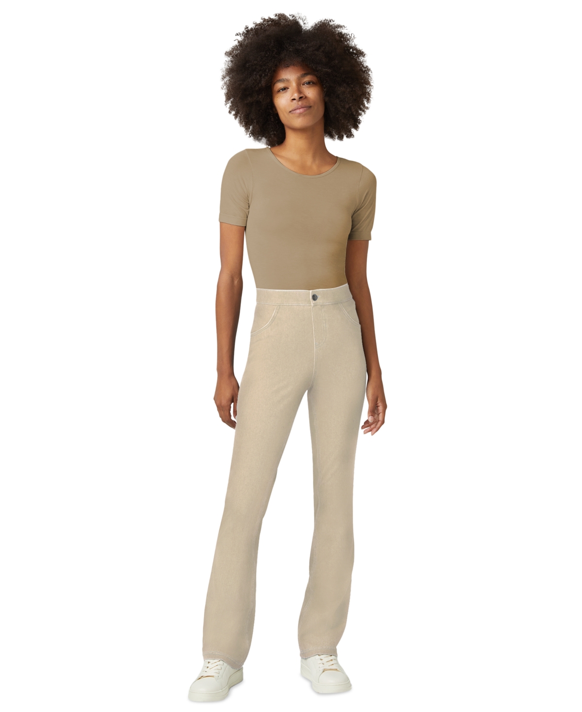 Hue Women's High-rise Denim Baby Bootcut Leggings In Neutral