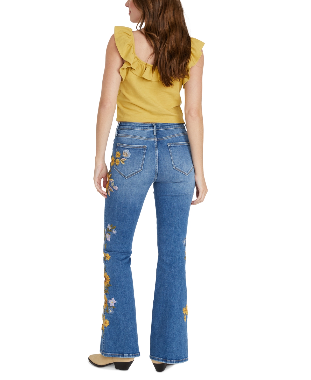Driftwood Women's Farrah Mid-rise Flare Jeans X Sunflower In Medium Wash