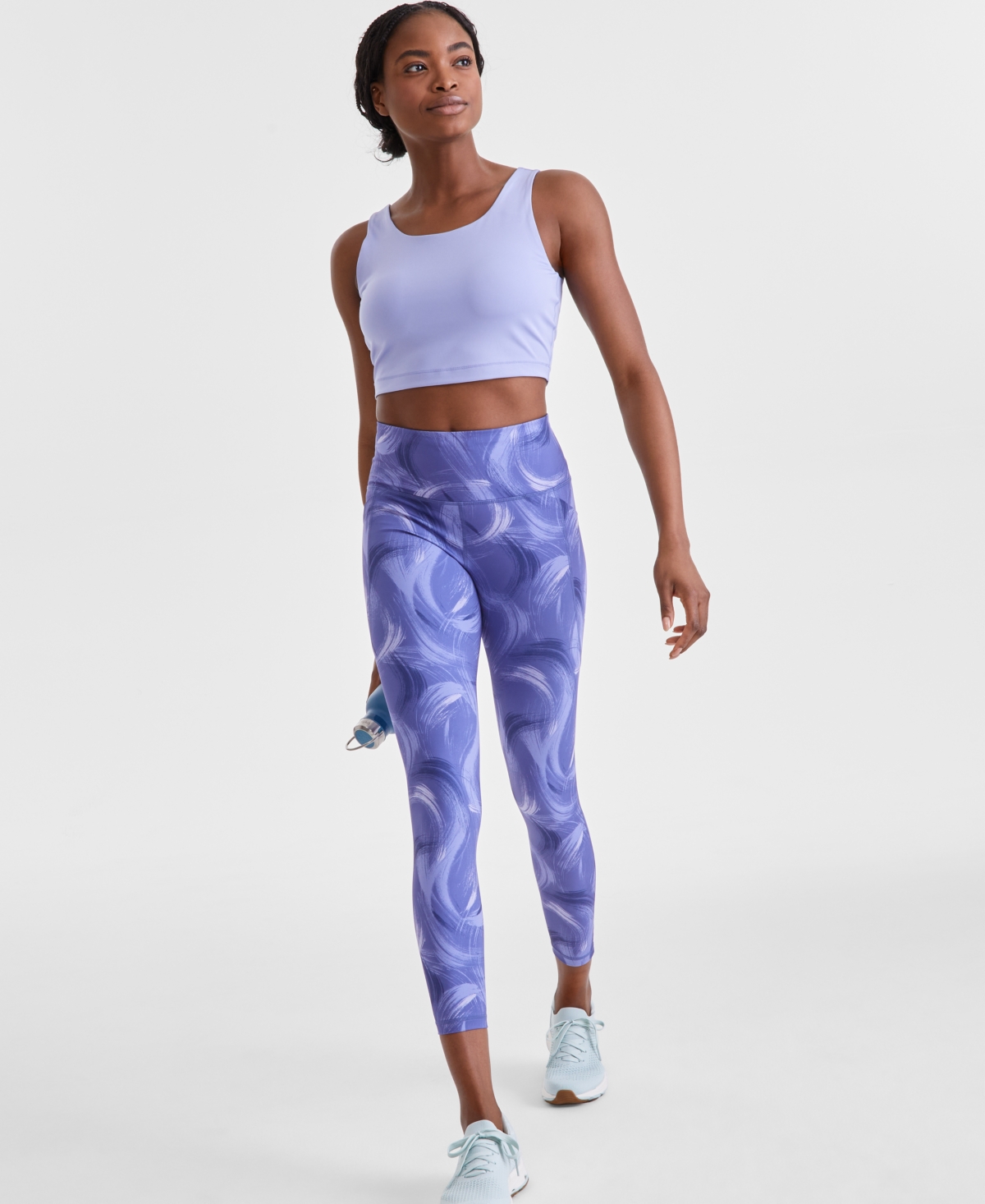 Id Ideology Women's Printed Compression Leggings, Exclusively At Macy's In Purple