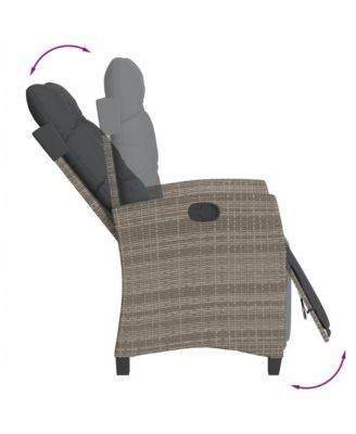 Reclining Patio Chair with Footrest Gray Poly Rattan