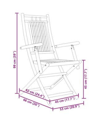 Garden Chair Set of 2 Natural Bamboo Bamboo Medium Foldable