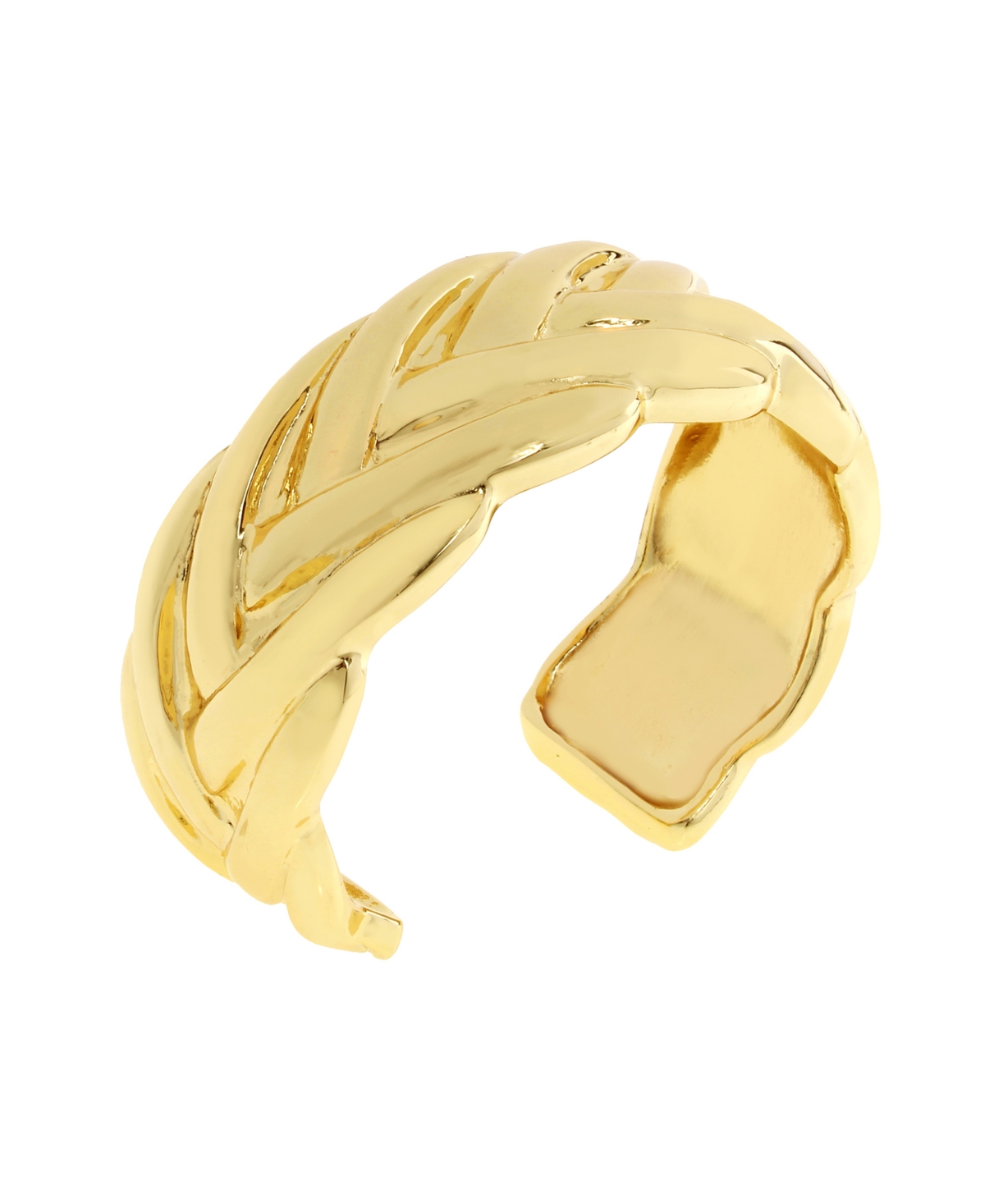 Steve Madden Rhodium Woven Twist Cuff Bracelets In Gold