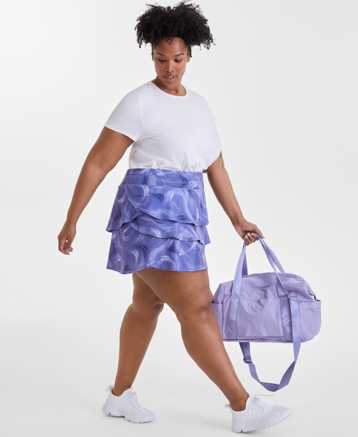 Id Ideology Plus Size Flounce Performance Skort, Exclusively At Macy's In Purple