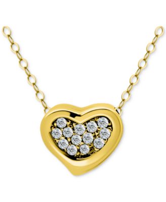 Cubic Zirconia Cluster Heart Pendant Necklace in Sterling Silver, 16" + 2" extender