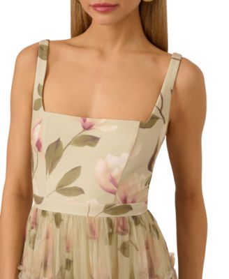 Adrianna Women's Printed Tiered Sleeveless Midi Dress - Macy's