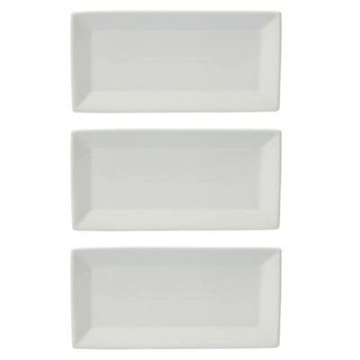 Gracious Dining Dinnerware, 3-Tier Rectangle Plate Serving Set with Gold Metal Stand, White