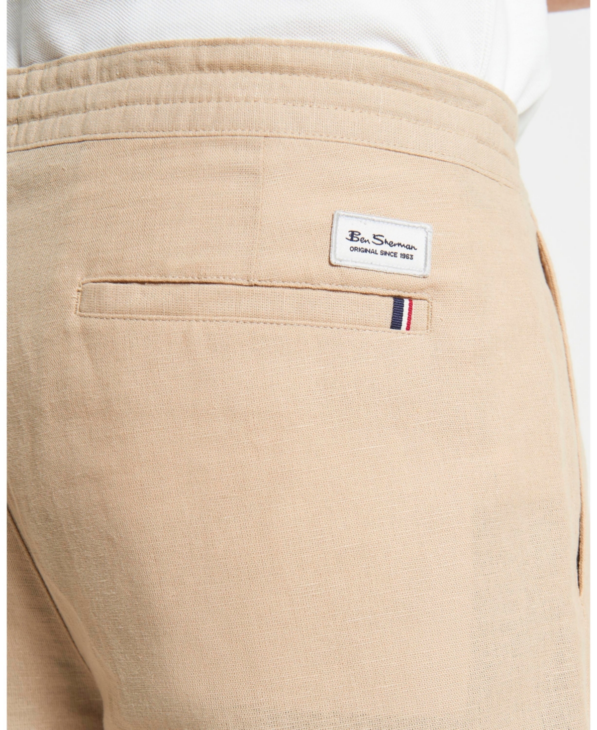 Ben Sherman Men's Linen Cotton Drawcord Short In Neutral