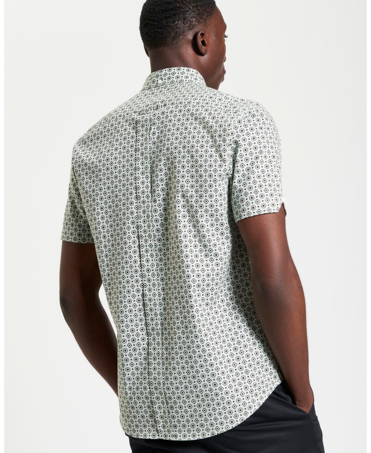 Ben Sherman Men's Block Geo Print Short Sleeve Shirt In Light Green