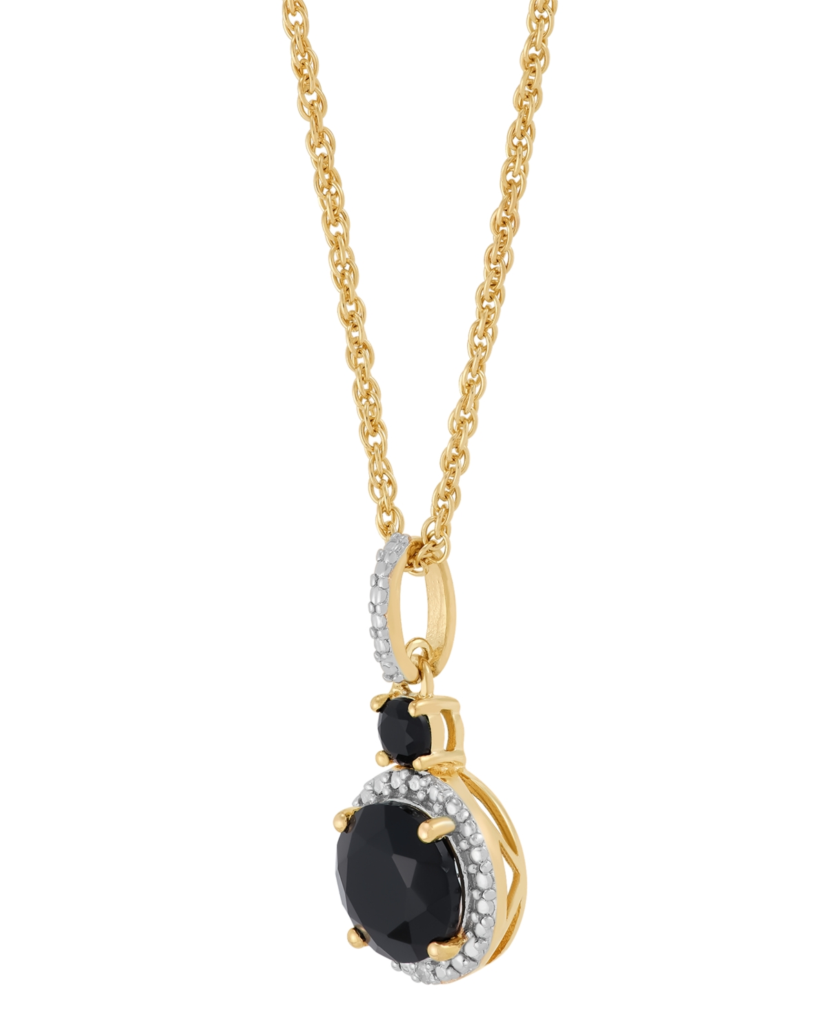 Macy's 2-pc. Set Onyx & Diamond Accent Halo Pendant Necklace & Matching Stud Earrings In 14k Gold-plated St In Onyx